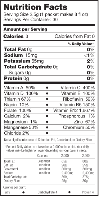 H3 Rapid Recovery (Flavorless) Nutrition Facts