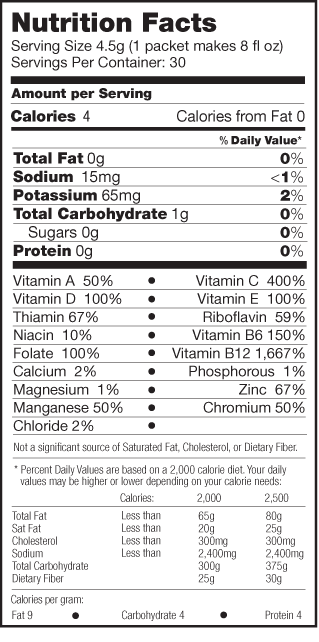H3 Rapid Recovery (Orange Flavor) Nutrition Facts